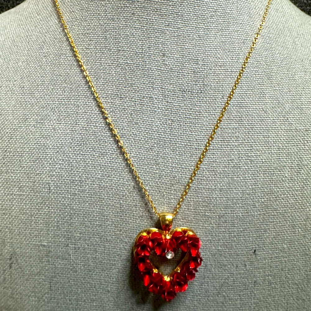 Roses on a Heart Necklace